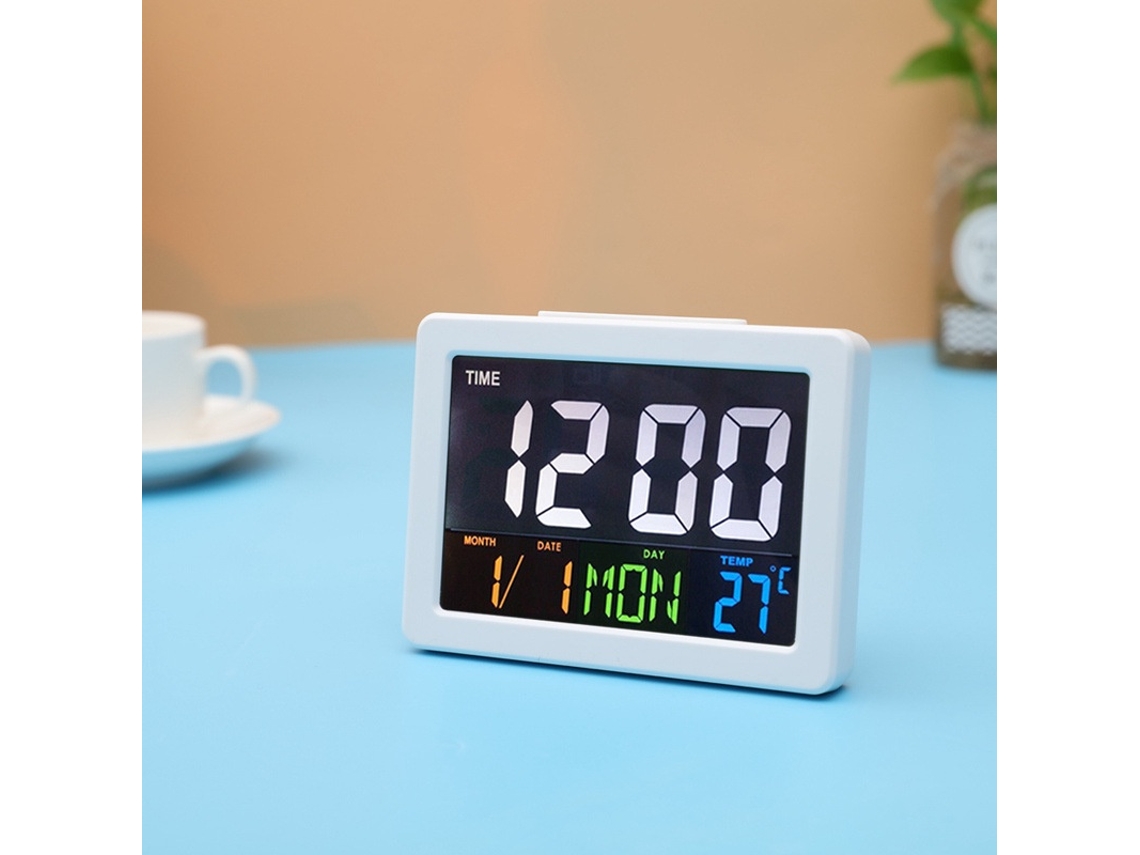 Despertador Digital Com Visor Led Grande De 5,5 Polegadas, Volume Do Alarme Ajustável E 6 Níveis De Brilho (preto).