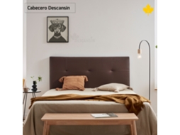 Cabeceira Estofada DESCANSIN Tecido Liso de Couro Sintético (180 cm - Wenge)