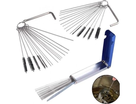 Kit de limpeza a jato de carburador, 20 agulhas de limpeza, 10 ferramentas de limpeza de escova e 2 chaves sextavadas CRV HAOPYOU