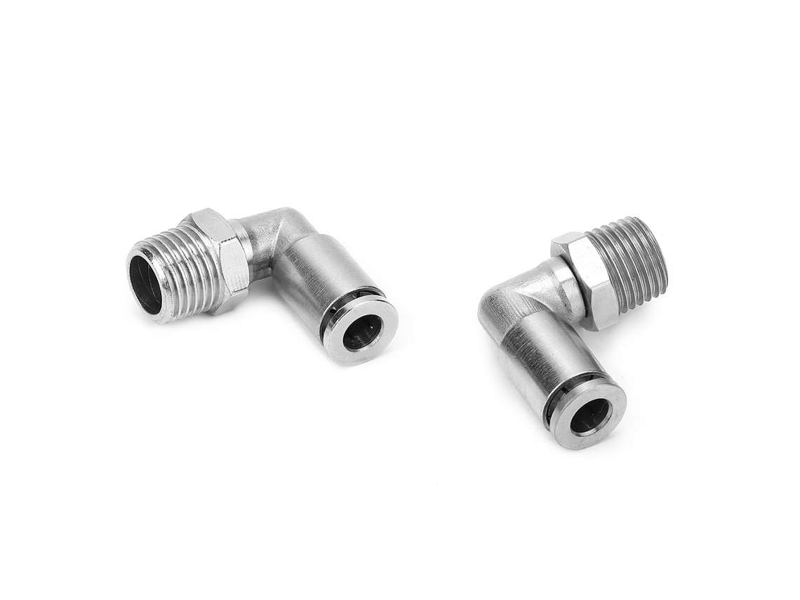 Laxiscreed Encaixe Pneumático De Cobre Niquelado Com Rosca Externa Bspp 90° Para Tubo 6mm