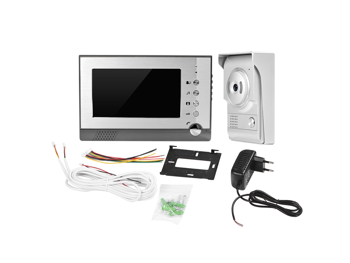 Porta de vídeo eletrônica (LCD colorido de 7 polegadas, visão noturna, funções de gravação de vídeo e captura de fotos)