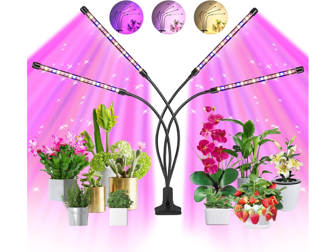 Lâmpada De Cultivo Indoor, 80 Leds, Preta, Com 4 Tubos, Espectro Completo Vermelho/azul/amarelo, Temporizador De 6/12/16 Horas, In Aquaforge