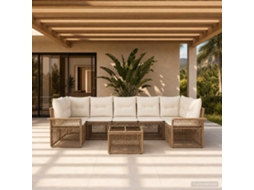 Vidaxl Conjunto De Sofá De Jardim 8 Unid. Bege Vime Pe