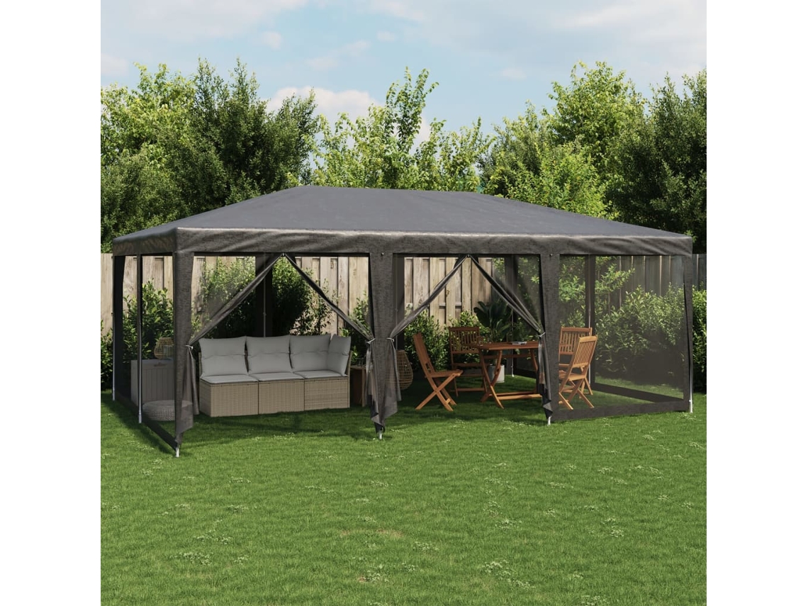 Vidaxl Tenda P/ Festas 10 Paredes Laterais Malha 6x4 M Pead Antracite