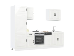 Vidaxl 7 Peças Armário De Cozinha Conjunto Kalmar Branco Brilhante