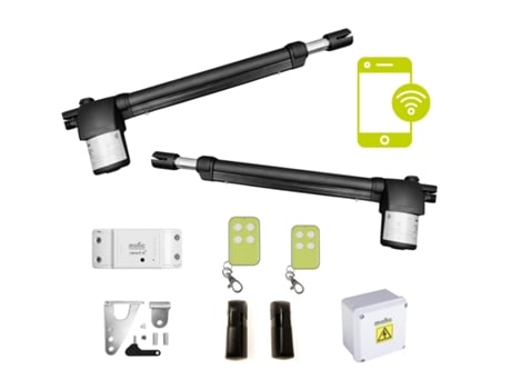Kit Motor Puerta Batiente 2 Hojas Motor para Portão de Batente Portas de Garagem Automático O Kit Inclui 2 Controlos Remotos MOTIC Domo 4G