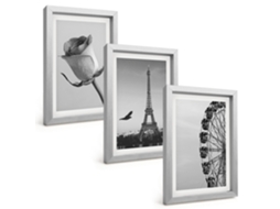 Composição De Quadros Rosa, Torre Eiffel, Roda-gigante Espelharte (3 Peças 20x30 Cm)
