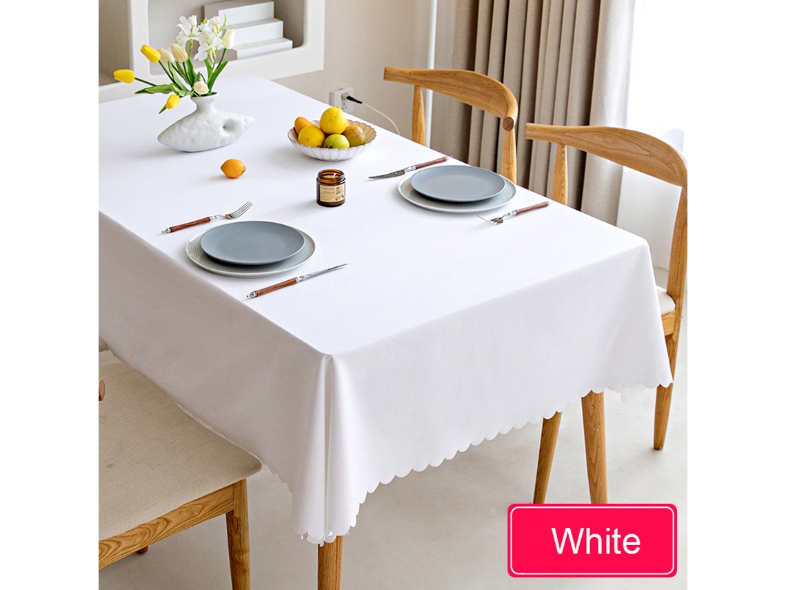 Toalha De Mesa Impermeável De Algodão Nórdico E Linho, Toalha De Mesa Estilo Japonês, Cor Sólida, Para Mesa De Jantar, Mesa De Centro, Branca, 90x150c
