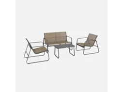 Conjunto De Jardim Com Sofá Em Metal, 4 Lugares, Antracite E Natural