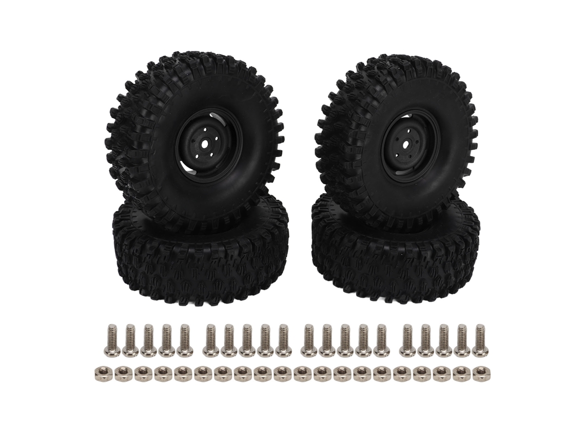 Mali conjunto de Rodas Rc 4pcs 1.9 Polegadas Diâmetro 120mm Pneus de Plástico para Carro Off Road Rc Escala 1/10 Preto