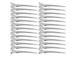 26 Prendedores de Cabelo Metal Prata 3.5 Polegadas Serrilhados Flexíveis para Cortar Cabelo e Cachos Presente