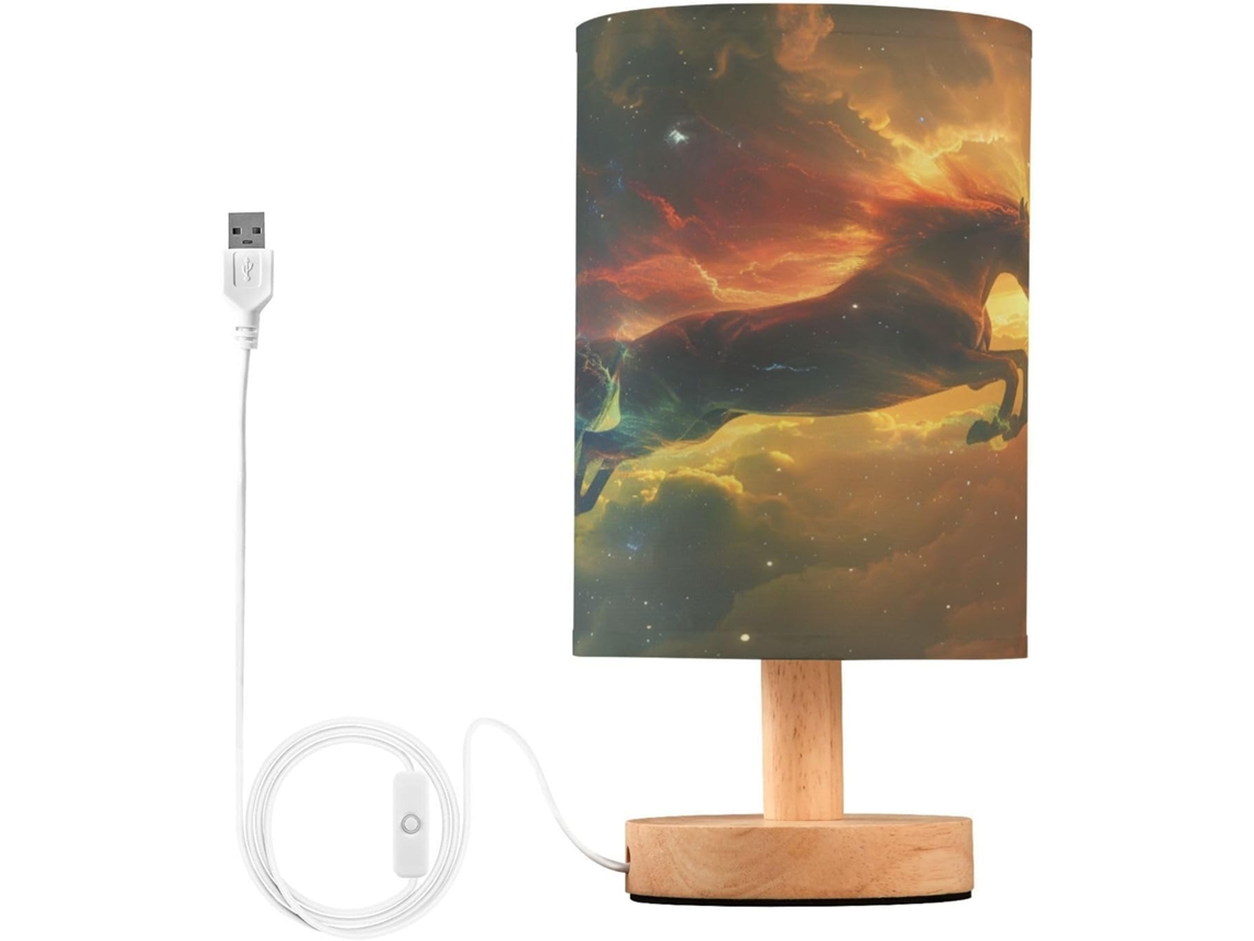 Abajur De Mesa Para Quarto, Sala De Estar, Cavalete Estrondoso No Céu, Luminárias De Cabeceira Com Portas Carregamento