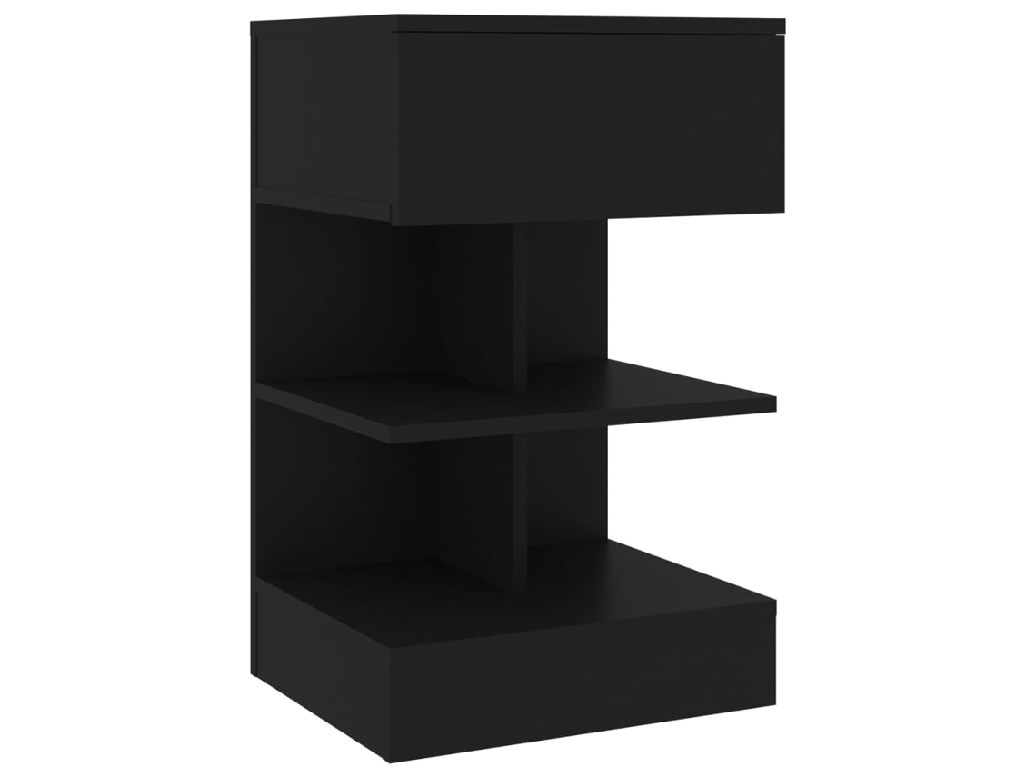 Bedside Cabinet, Bedside Cabinets Vidaxl Preto Madeira Processada (n/a)