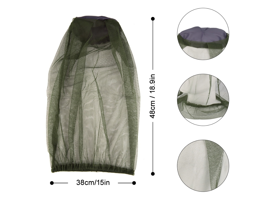 Rede De Mosquito Para Cabeça Chapéu Com Malha Total Proteção Face Camping Pesca Outdoor Viagem