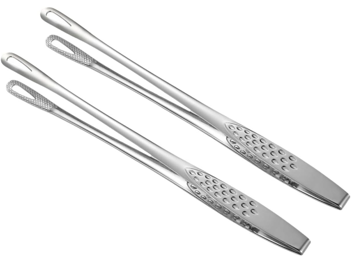 Pinças Para Alimentos Toddmomy, Em Aço Inoxidável, 2 Peças, Para Churrasco E Cozinha, Acessório Antiderrapante Para