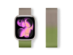 Bracelete para Apple Watch 42/41/40/38mm Aço Inoxidável Magnético Milanese Loop Degradê Dourado e Verde XIAOMOYU