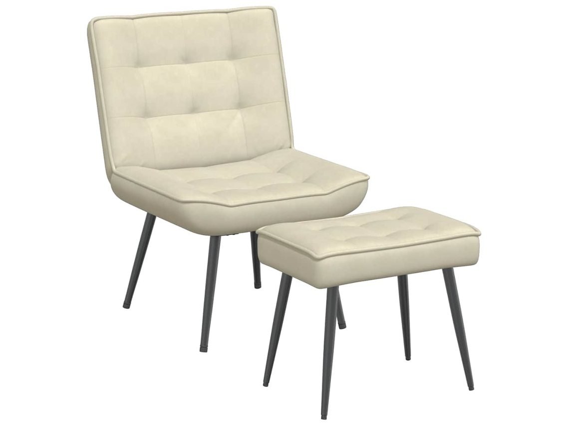 Relaxing Chair With Footstool, Relaxing Chairs With Footstool Vidaxl Creme Veludo