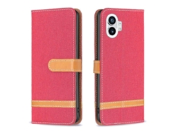 Capa De Celular For Nothing Phone 1 Em Couro Com Textura De Jeans Combinando Com A Cor Do Aparelho.