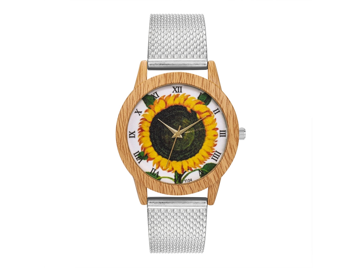Reloj De Cuarzo Unisex Casual Con Correa De Silicona Y Dial Girasol (plateado)