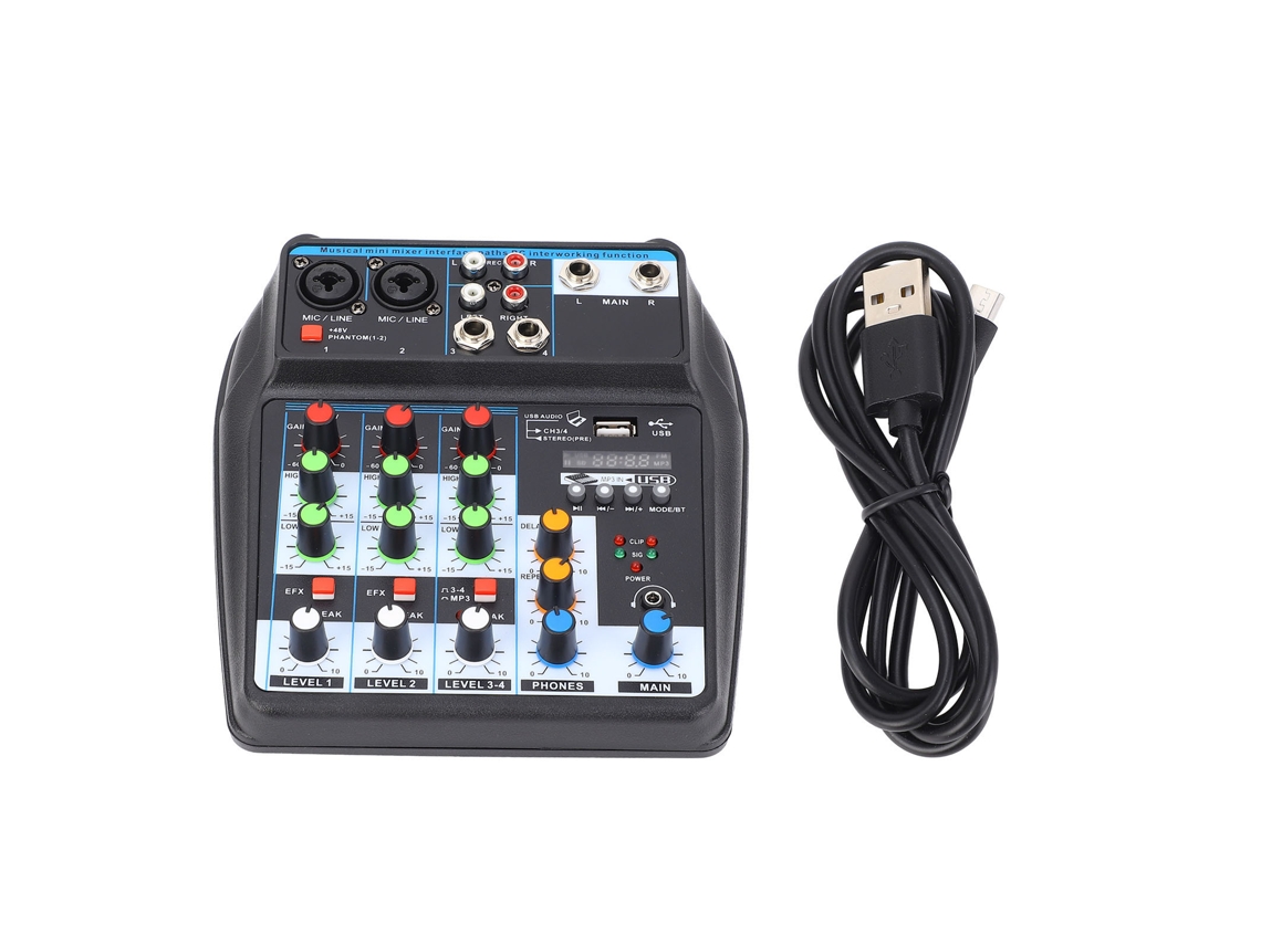 Mixer De Áudio Portátil 4 Canais Para Mixagem E Gravação No Pc