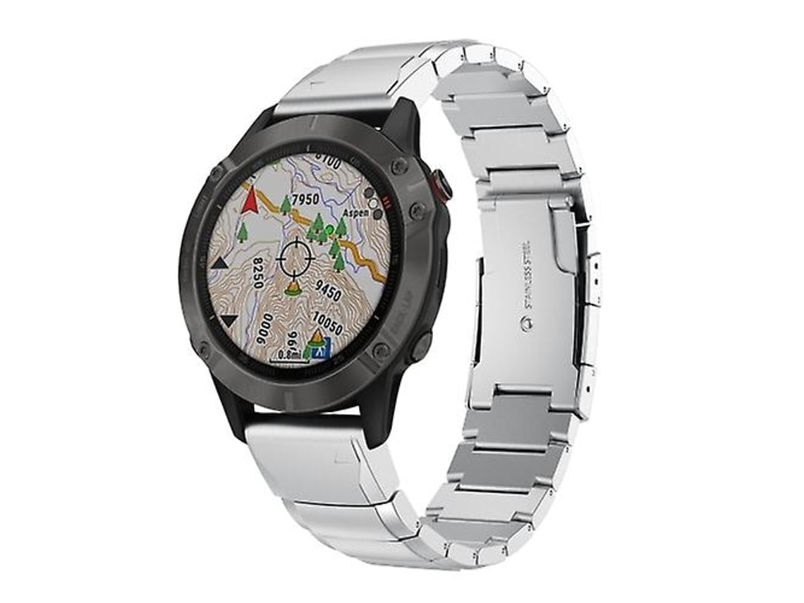 Pulseira De Relógio Lurelia Para Garmin Fenix 6 Gps 22 Mm Tartaruga Shell Aço Inoxidável Prata