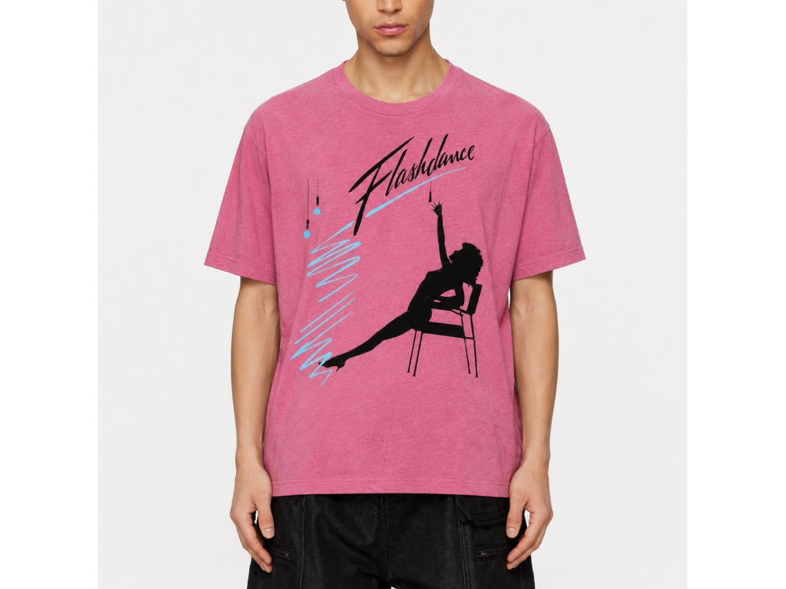 Rockinstone Flashdance Silhouette Chainpull Retro Pink Heather T-shirt Size:l
