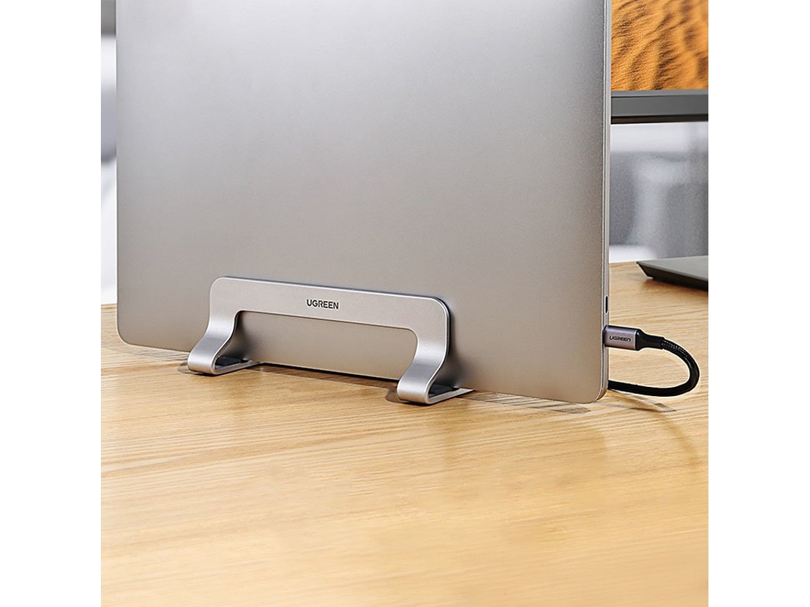 Suporte Vertical Para Macbook, Laptop, Tablet, Alumínio Prateado Brilvibera