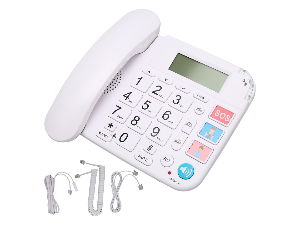 Telefone Fixo Mali com Botões Grandes e Display Lcd