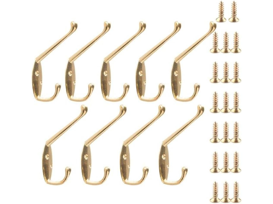 Conjunto Com 9 Cabideiros E 20 Ganchos De Parede Para Fixação Reforçada.