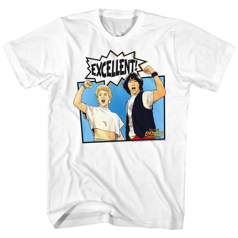 Rockinstone Bill And Ted Comic White Adult T-shirt Size:l