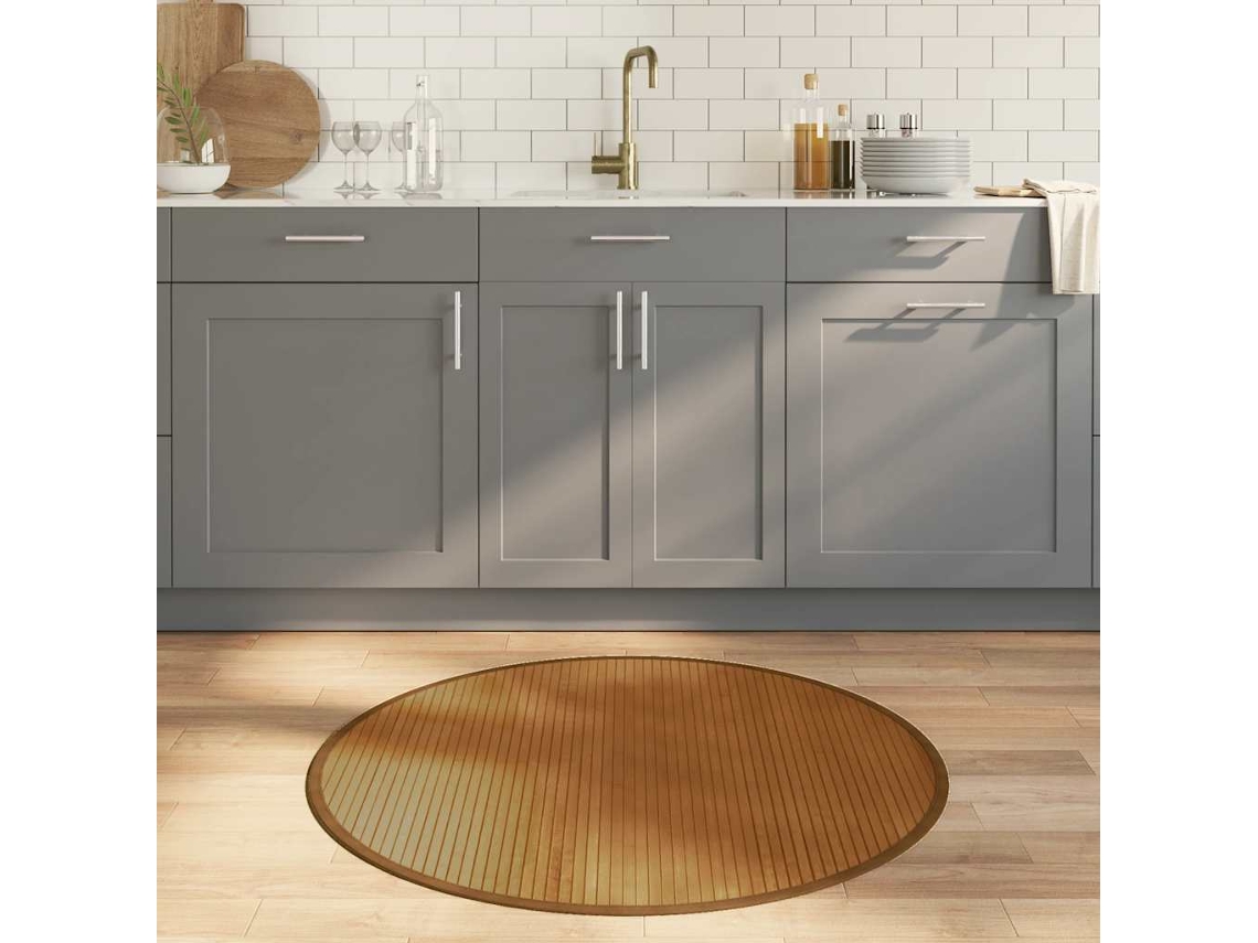 Vidaxl Tapete Redondo 100 Cm Bambu Castanho