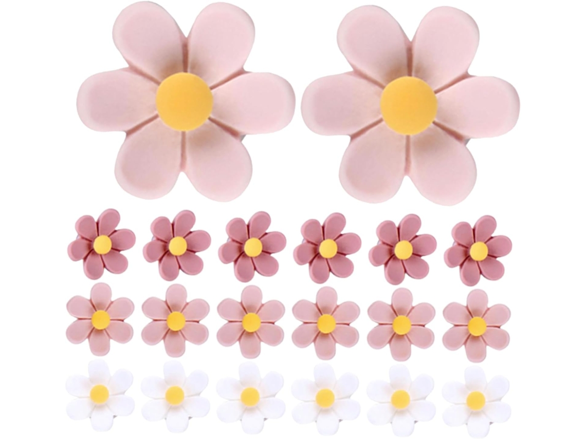 Conjunto de 30 enfeites decorativos em resina com design detalhado de flores e acabamento durável para decoração de parede com fotos.