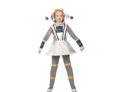 Fato de agente espacial cinza com munhequeiras para menina