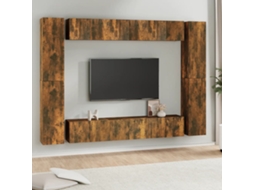 Conjunto Móveis De Tv 10 Pcs Madeira Processada Carvalho Fumado Dkd Home Decor