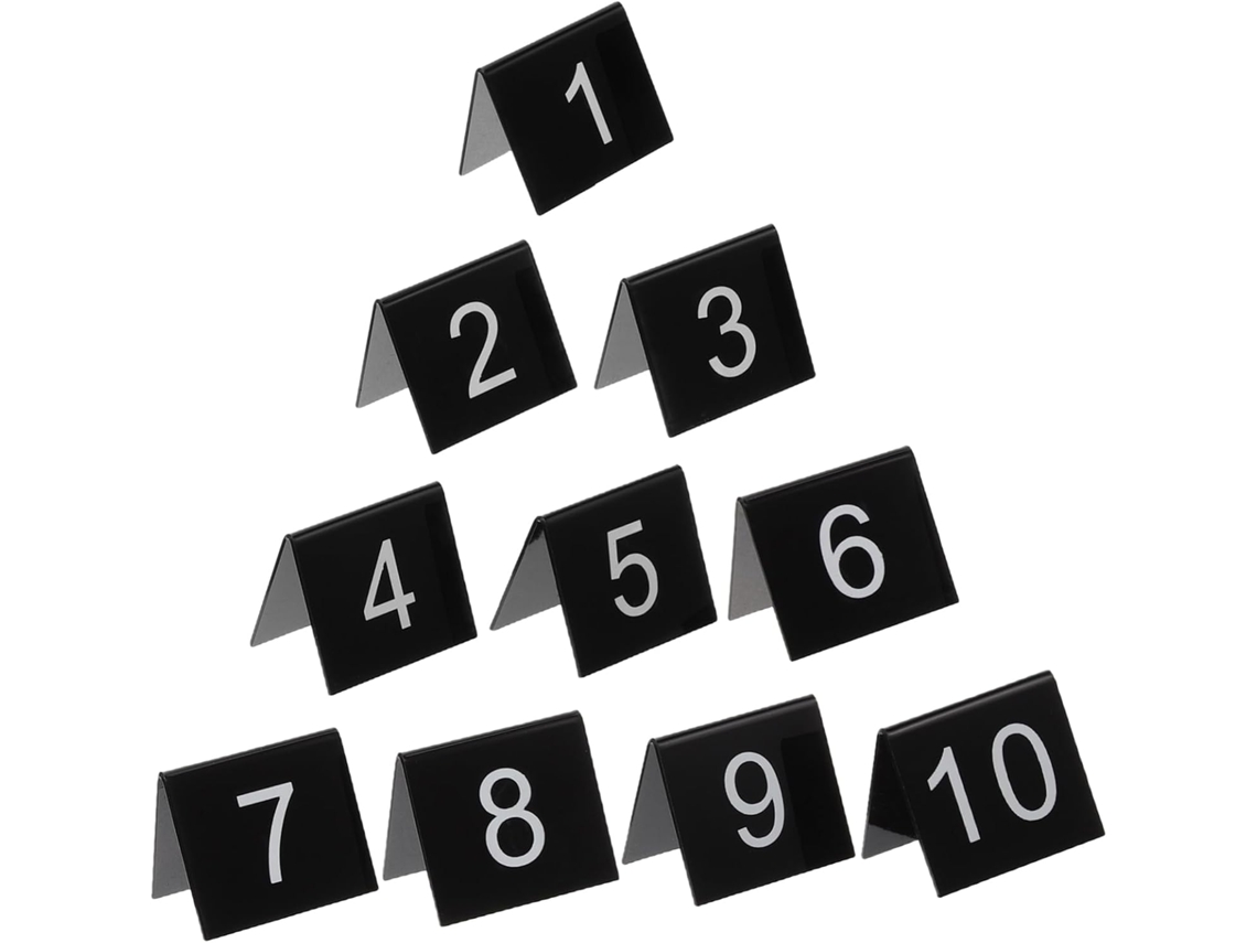 Pacote com 10 Marcadores Triangulares de Acrílico Preto Amosfun, Práticos e Seguros, Unidades para Decoração M