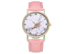 Relógio Analógico de Quartzo Unissex Pulseira de Couro Moda T298 (pink)