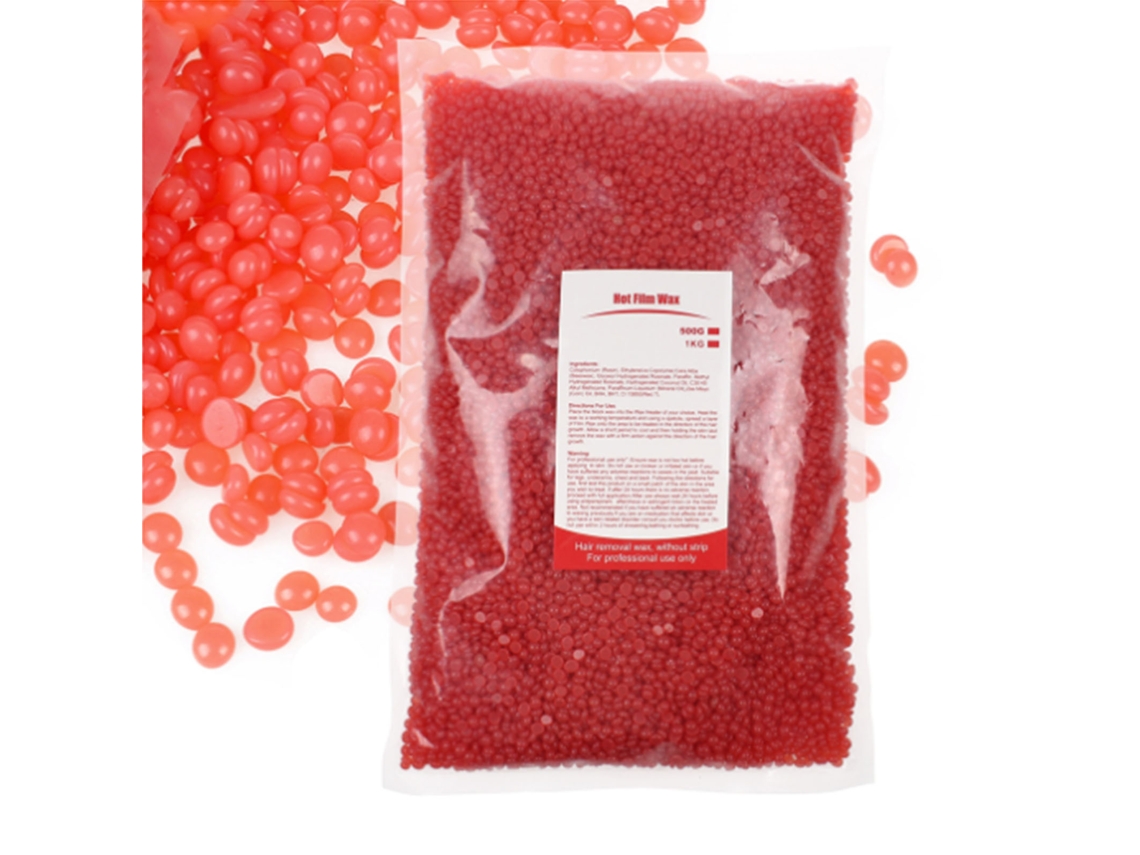 Cera em grânulos para depilação facial e corporal sem papel, 1000g, aroma morango. Pacote grande.