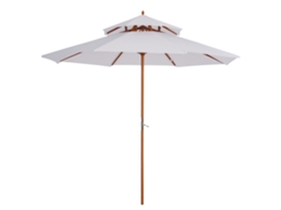 Guarda Sol de Madeira S/MARCA, de jardim, com dossel duplo, branco