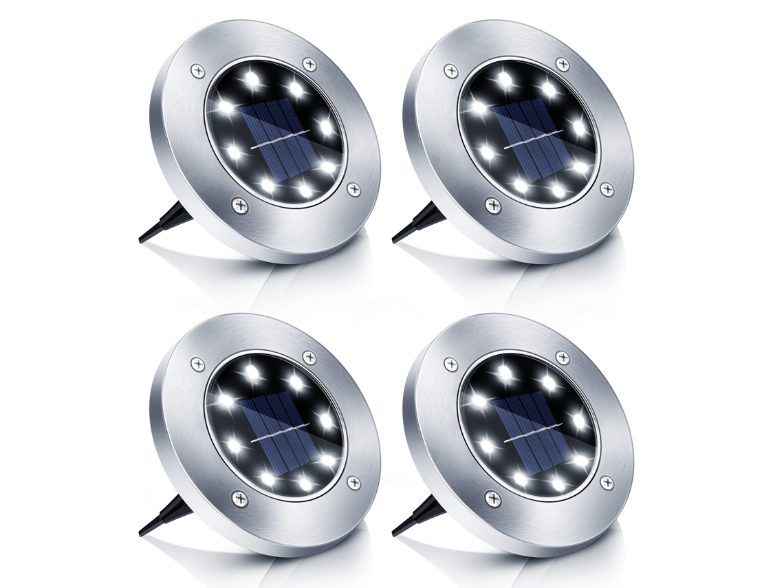 4pcs Luminária Solar De Jardim,8 Leds,ip65,impermeável,luz Branca Fria Para Exterior Btforus