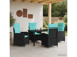 Vidaxl Conjunto De Jantar Para Exterior 5 Unid. Preto E Turquesa