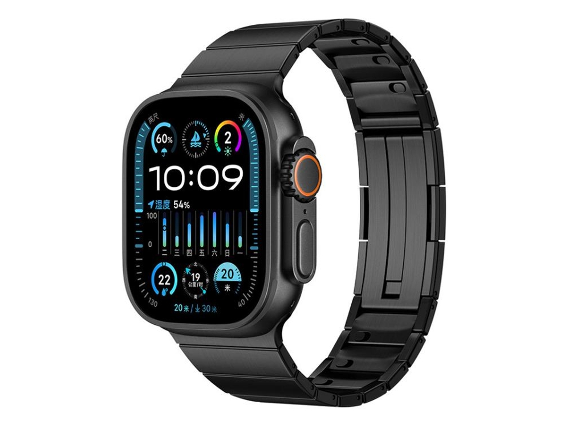 Bracelete para Apple Watch 46/49/45/44mm Aço Inoxidável com Liberação Rápida e Conta Única Preto XIAOMOYU