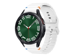 Bracelete Para Samsung Galaxy Watch 6 Classic - Silicone Costurado Com Padrão De Onda - Branca