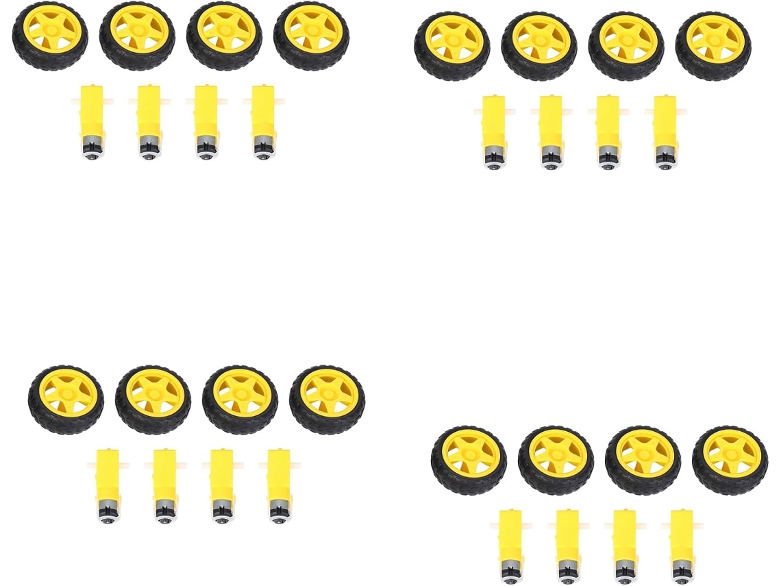 Conjunto de 16 Rodas de Plástico para Carro Robô com Motor de Engrenagem DC 3-6V SFUSHOS