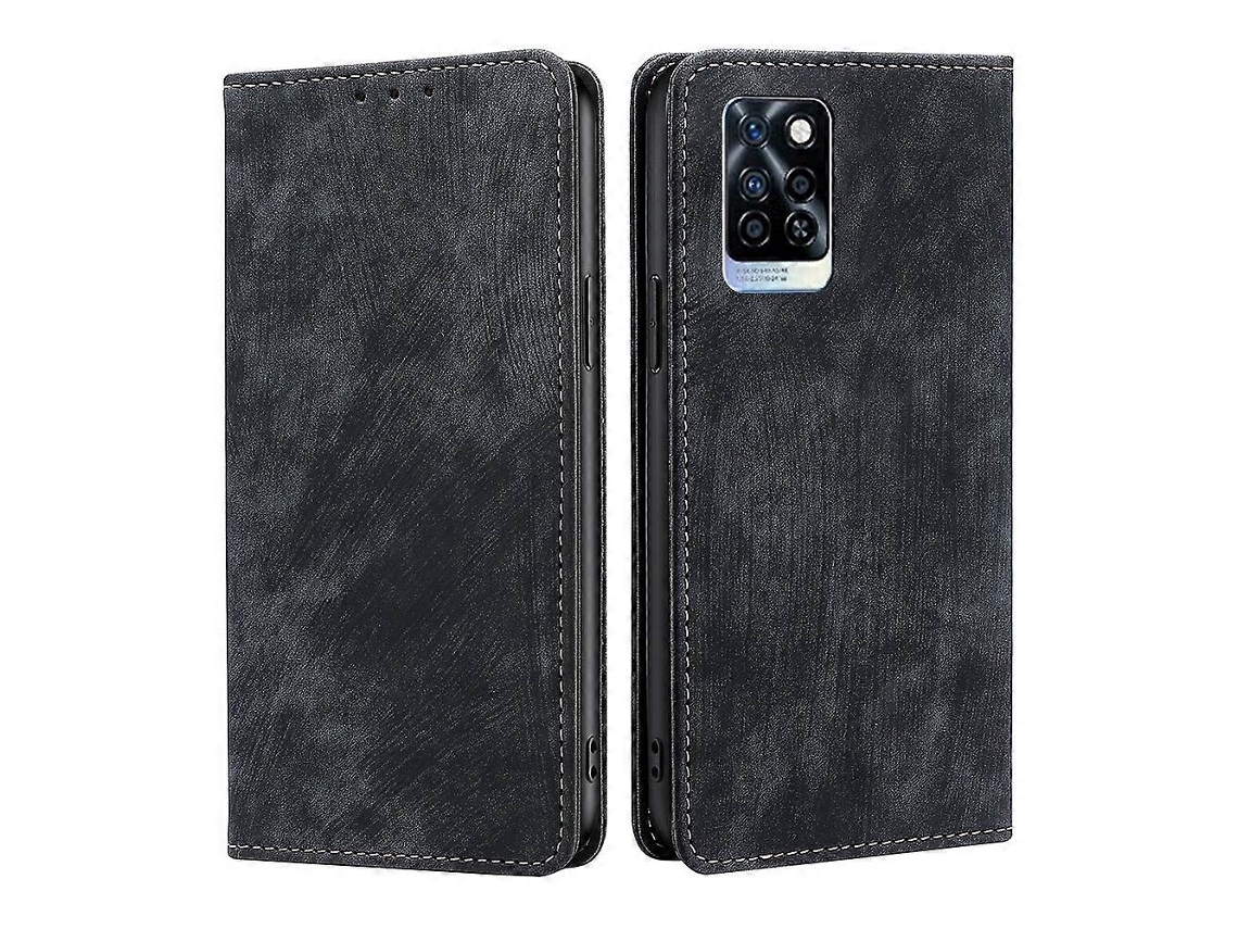 Capa De Celular Em Couro Escovado Magnético Anti-roubo Rfid Para Infinix Note 10 Pro