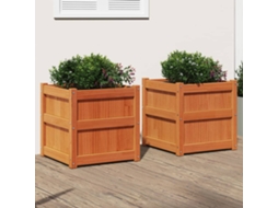 Vidaxl Vasos/floreiras De Jardim 2 Pcs Pinho Maciço Castanho Cera