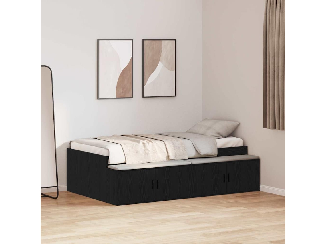 Vidaxl Estrutura Da Cama Com Gaveta Carvalho Preto 80 X 200 Cm