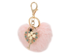 Llavero De Peluche Corazón Fluffy Para Bolsos Accesorio Decorativo Rosado