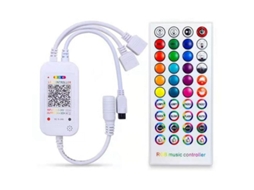 Controlador Led Bluetooth Dc5-24v Com Controle De 40 Teclas, App E Sincronização Musical Rgb Blanco