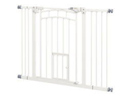 Portão para Cães 100x4x76cm, com Fecho Automático, Operação com uma Mão, Branco | S/MARCA