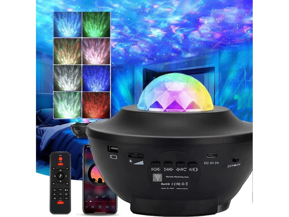 Projetor de Luz Noturna Galáxia Estrelada para Quarto com Alto, Falante Bluetooth e Controle Remoto BRILVIBERA